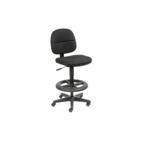Global Equipment Interion  Drafting Stool - Fabric - 360 No 176  Footrest - Black 516267BK